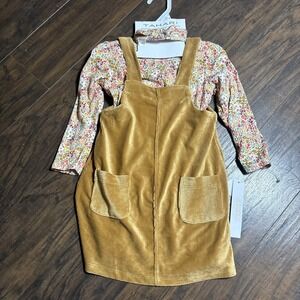 Tahari Baby 2 Piece Outfit Set 24 Months Corduroy Jumper Floral Top NWT